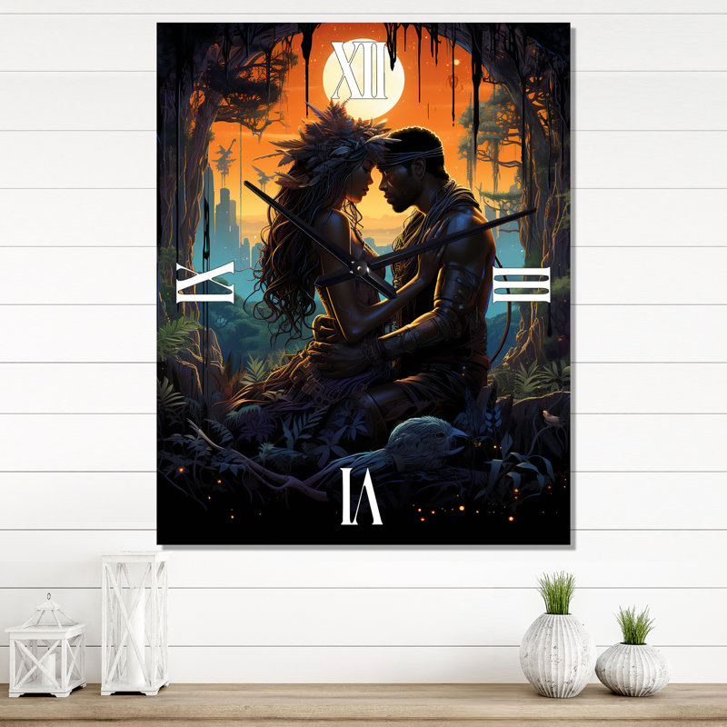 Pleine lune amoureux - Couple horloge murale moderne, Petit