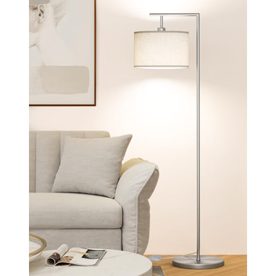 Modern Floor Lamp With 3 Colour Temperatures, Adjustable Shade, Brushed Metal Finish, For Living Room, Bedroom, Office, And More