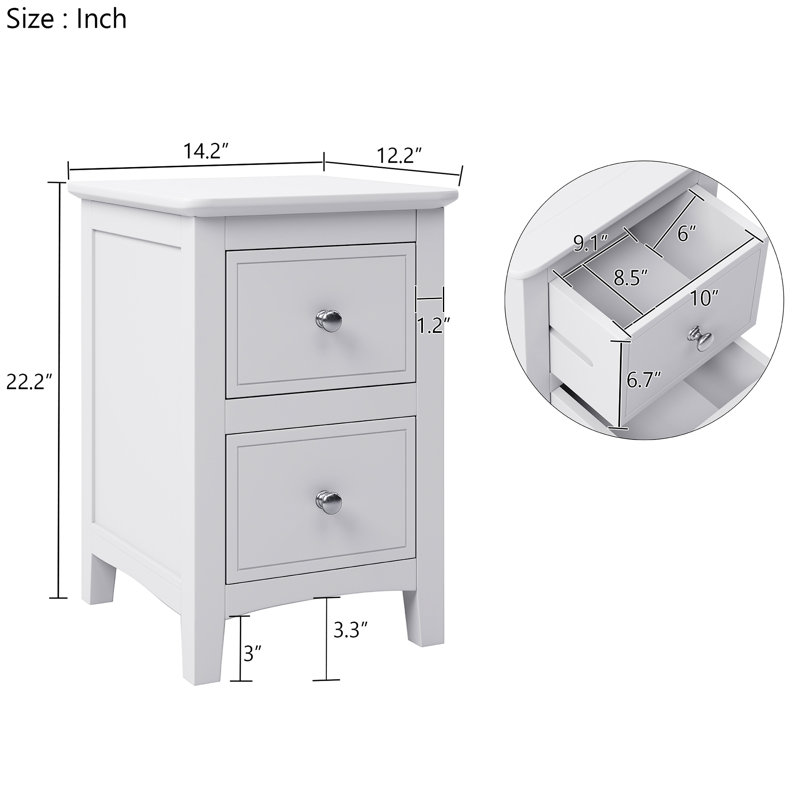 Table de chevet blanche moderne (2 unités) avec 2 tiroirs - Fonctionnelle des tables de chevet 2 matériaux de rangement spacieux et durables