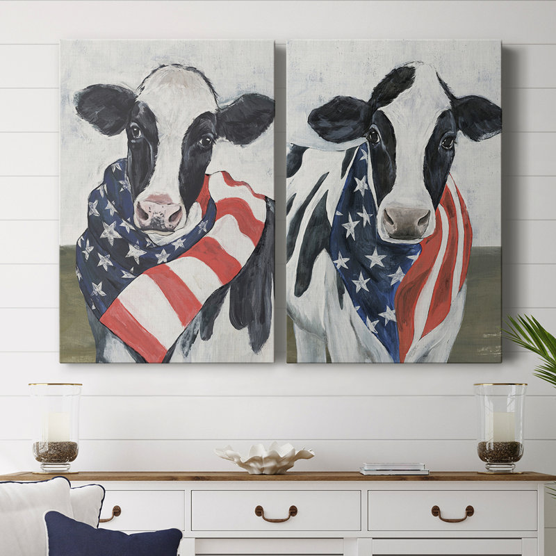 American Cow I - Toile tendue avec châssis de qualité supérieure - Prêt à être accroché