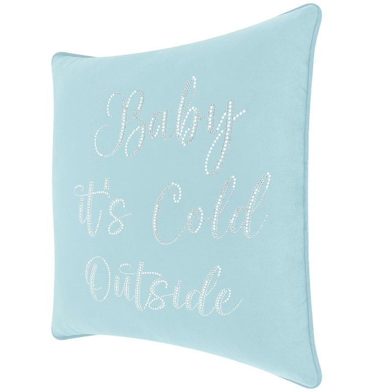 Coussin Sparkles Home Strass | Rembourrage en plumes | Luxe, Carré 20 po, Velours bleu pacifique