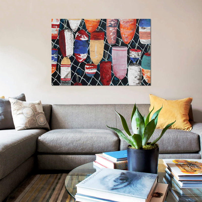 «Crab Buoys», impression sur toile, H 18 po x l 26 po x P 1,5 po, Pas de tapis, Toile tendue