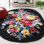 Tapis floral noir / rose en laine / coton touffeté à la main Chelsea