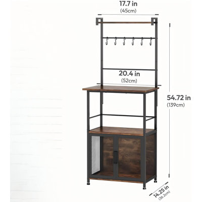 Station de café pour l'espace, portes d'armoire fermées à double filet uniques + 6 crochets à tasses multiples, support à micro-ondes polyvalent, support d'armoire de buffet