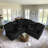 5-Seat Microfiber Manual Recliner Sectional Sofa with Drop-down Tables Cup Holders-675441310