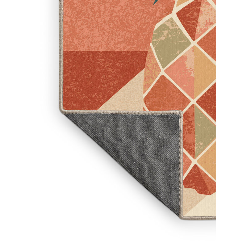 Tapis moelleux moelleux moelleux à motif d'ananas tropical beige, 5 x 7