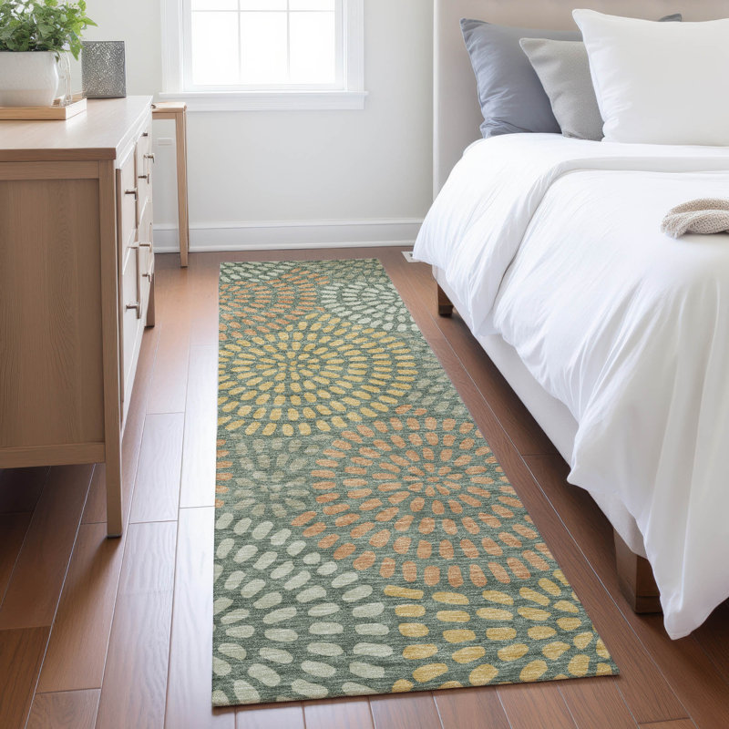 Tapis géométrique intérieur / extérieur lavable à la machine Chantille ACN2492, Basilic