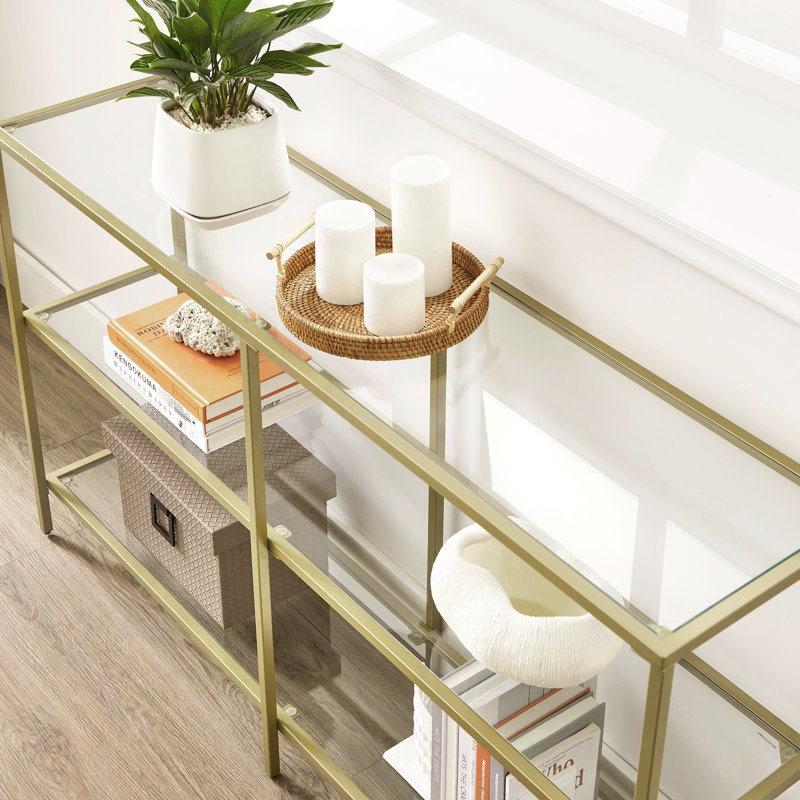 Console Odine, H 28,7 po x l 39,4 po x P 11,8 po, Noir / transparent