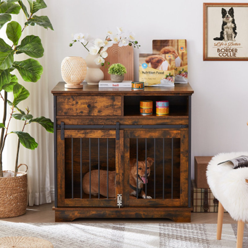 Niche pour chien en bois Duric, Brun rustique