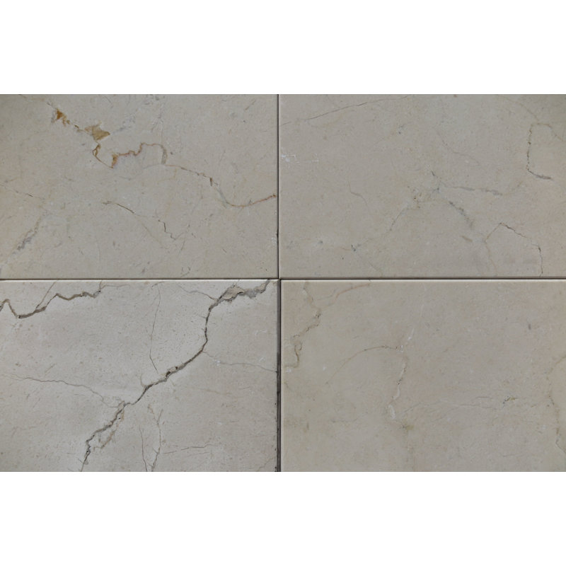 18" x 18" Marble Stone Look Wall & Floor Tile, Polished Crema Marfil Classico