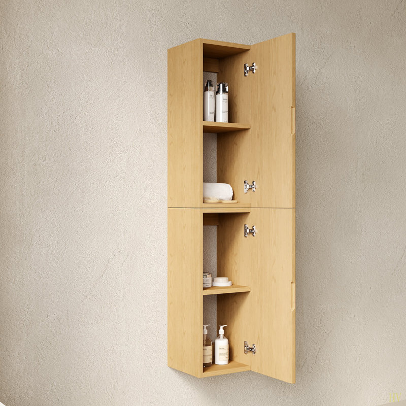 59" Tall Bathroom Wall Mounted Cabinet, Narrow Storage Cabinet With 2 Doors, Suitable For Small Spaces, Applicable To Bathroom, Living Rooms And Laundry