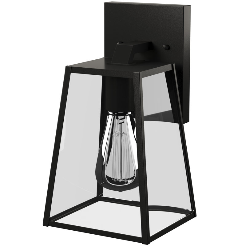 Lanterne murale d'extérieur en verre biseauté Lilaram, H 14,17 po x l 8,07 po x P 7,48 po, Noir
