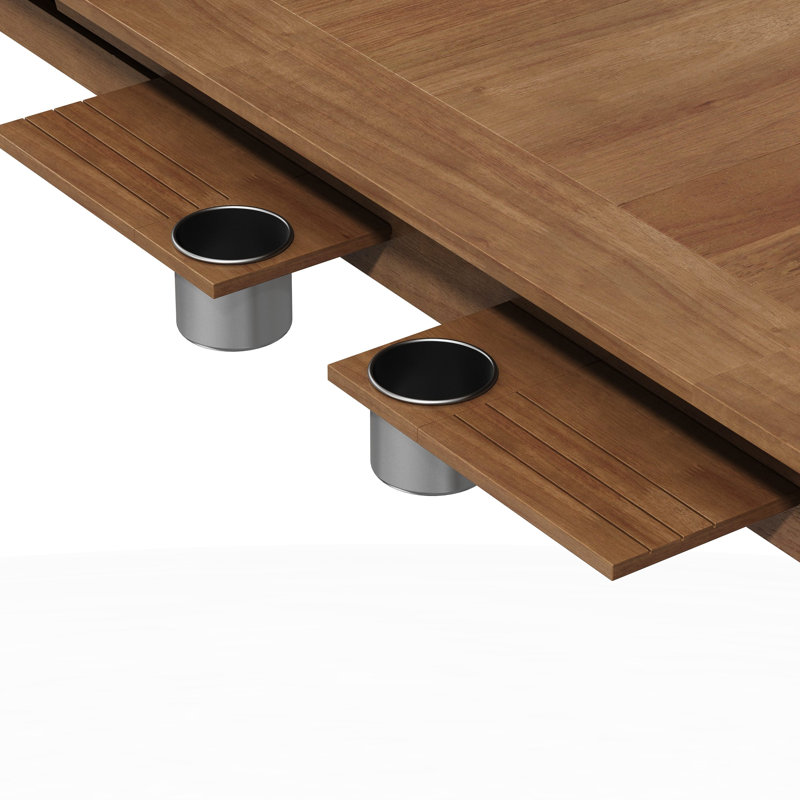Table de jeu de société en bois massif de 200 cm de large avec 6 porte-gobelets et plateaux pour accessoires, finition noyer, table de jeu/salle à manger multifonctionnelle