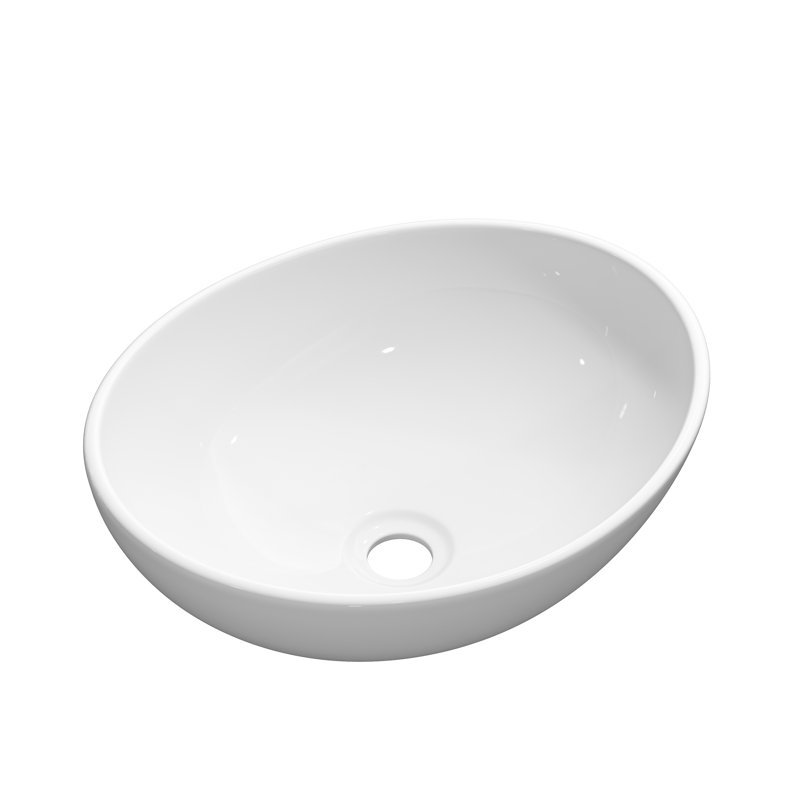  Robinet de lavabo vasque ovale en céramique blanc 16 po