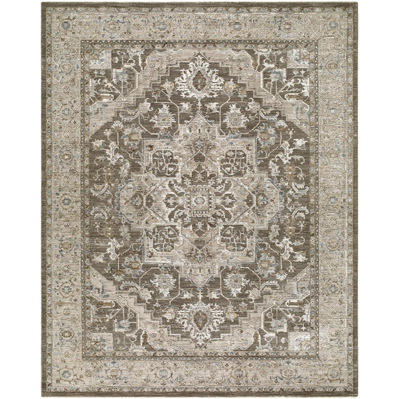 Arda Machine Woven Area Rug, Rectangle 6'7" x 9'6", Chocolate Brown