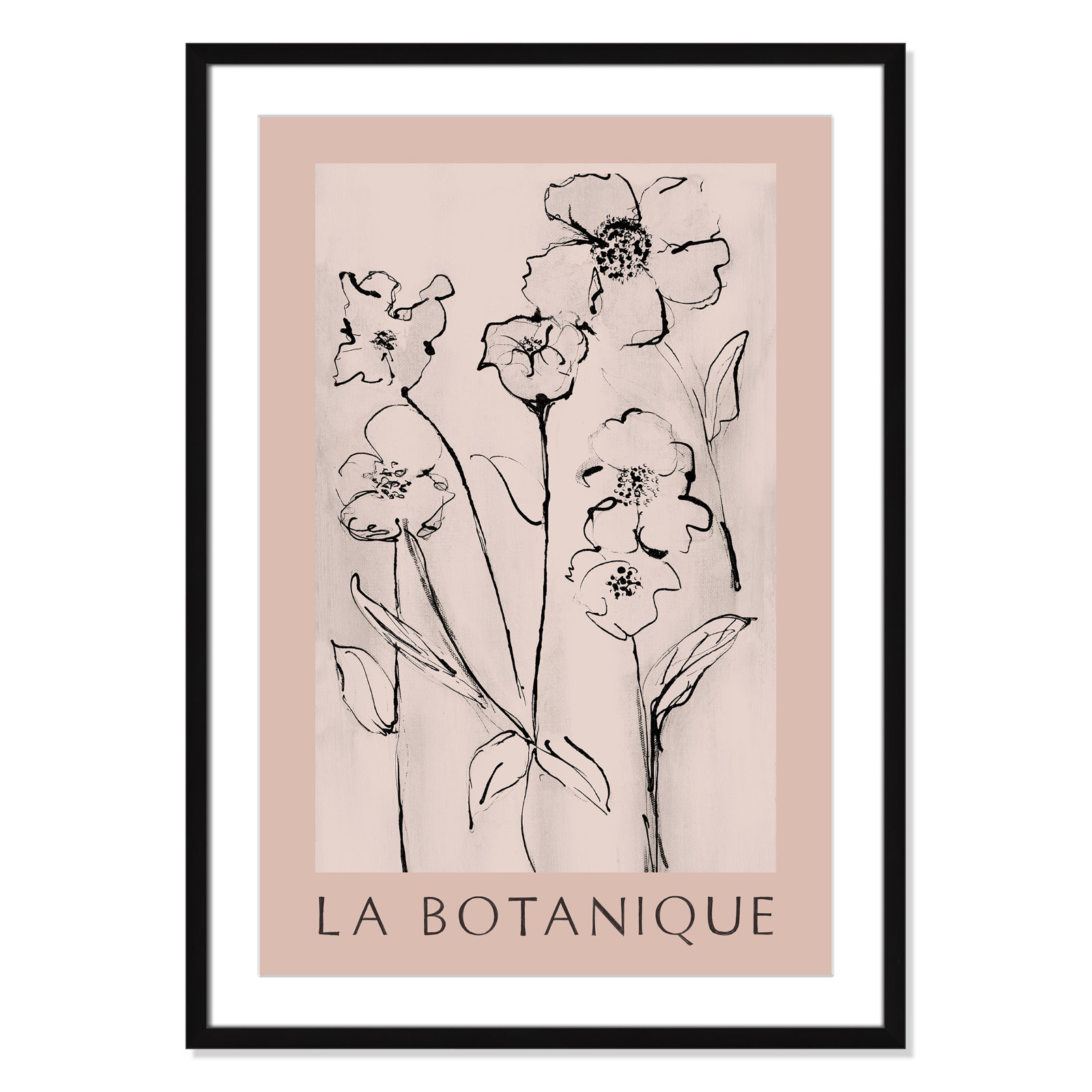 Botanical Poster Collection " La Botanique " by Susan Jill, Black Single Picture Frame, Yes, 35.5" H x 25.5" W x 1.25" D