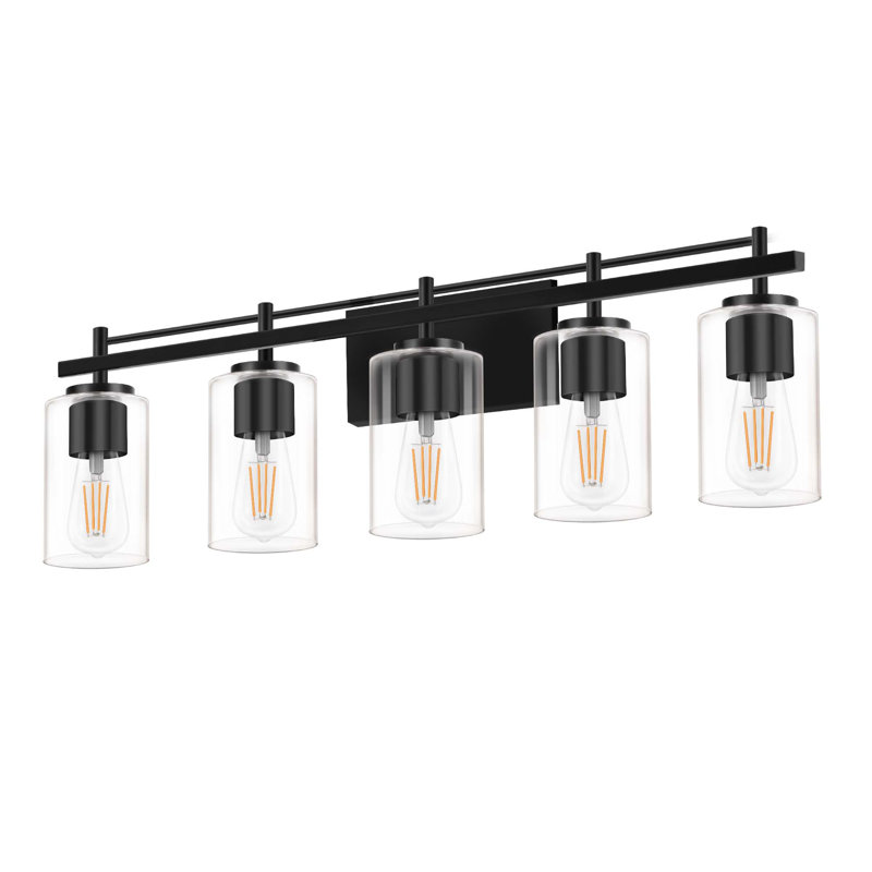 Luminaire de meuble-lavabo moderne avec applique murale élégante pour salle de bain (ampoules non incluses), 5, Noir mat