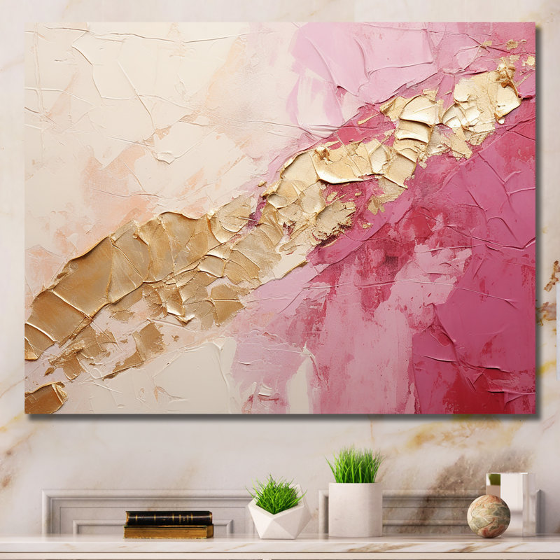 «Pink Gold Minimalisme Poteries I», reproduction sur toile à spirales abstraites, H 30 po x l 40 po x P 1,5 po, Toile tendue