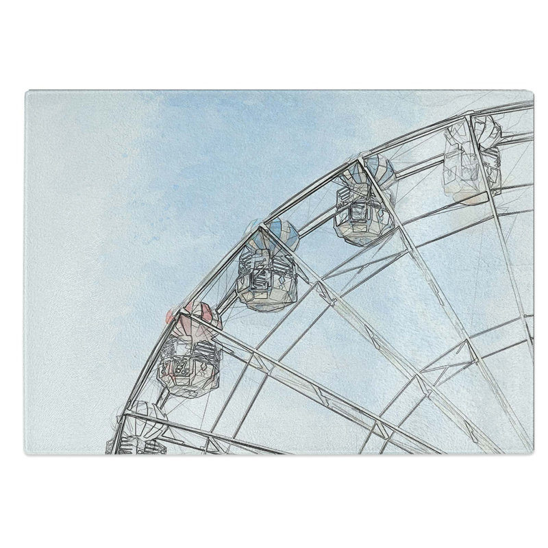 Tempered Glass Pretty Ferris Wheel Chopping Board, 39 cm W x 28.5 cm L
