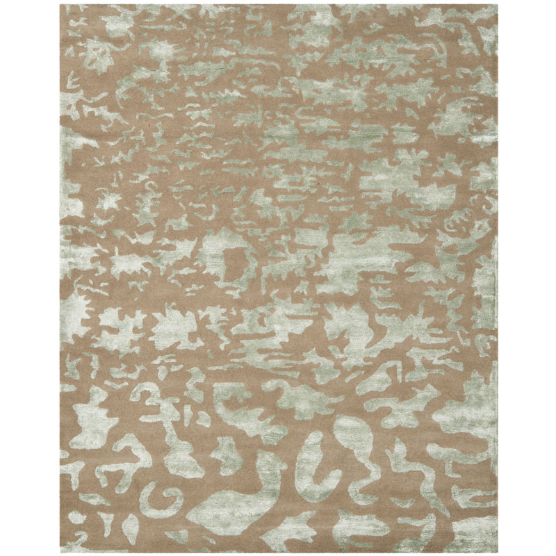 Tapis taupe en laine / coton / viscose touffeté à la main Jorie, Rectangle 9 pi 6 po x 13 pi 6 po