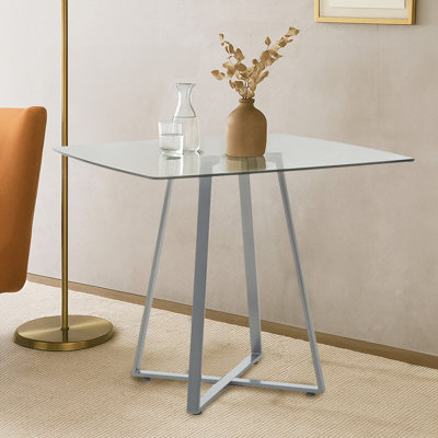 Aloysuis Glass Top Metal Base Dining Table