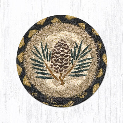  Moose Printed Coaster 5" H Rustic Braided Jute Square with Lodge Wildlife Design for Cabin or Country Decor