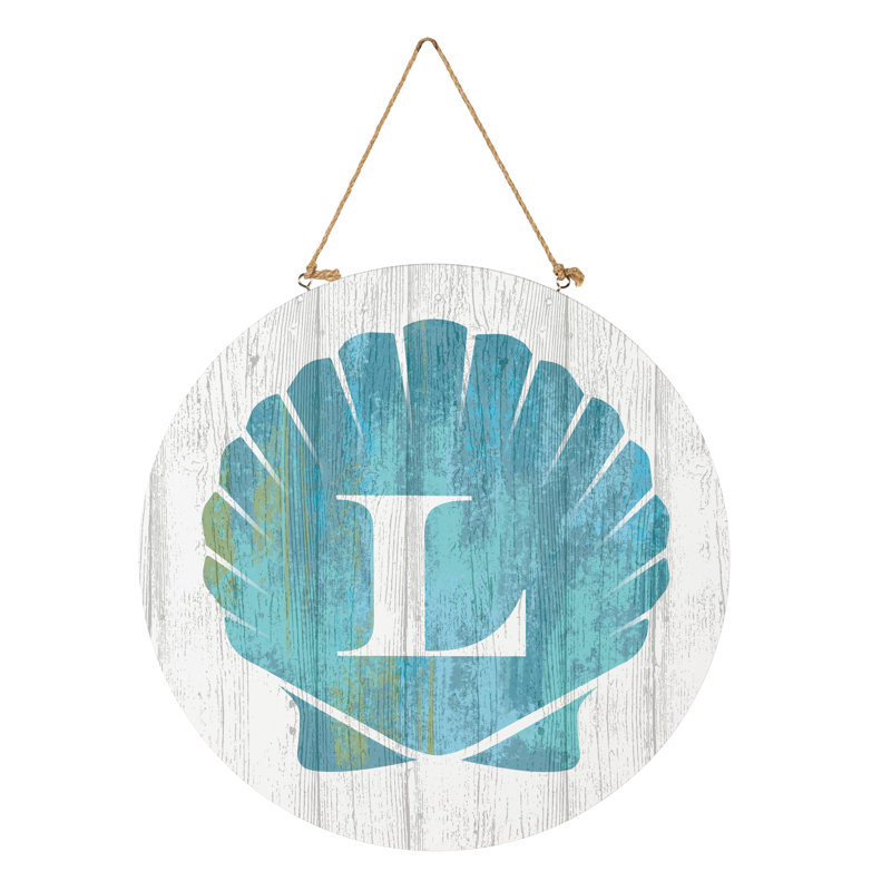 Monogramme de coquille décorative de porte côtière L 18 po