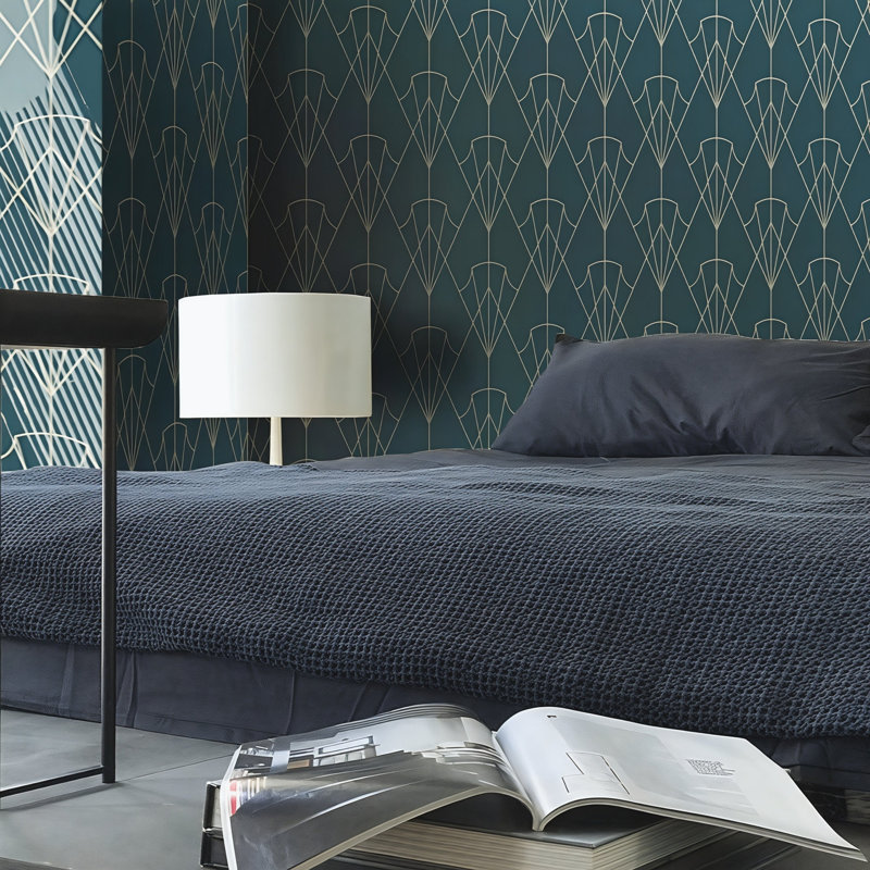 Alanieta Cobalt Art Déco Wallpaper