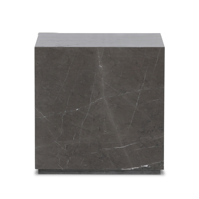 Plinth Marble End Table, Gray Italian Marble