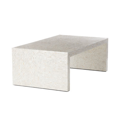 Cole and Grey Capiz Shell Mosaic Inlay Cream Living Room Coffee Table