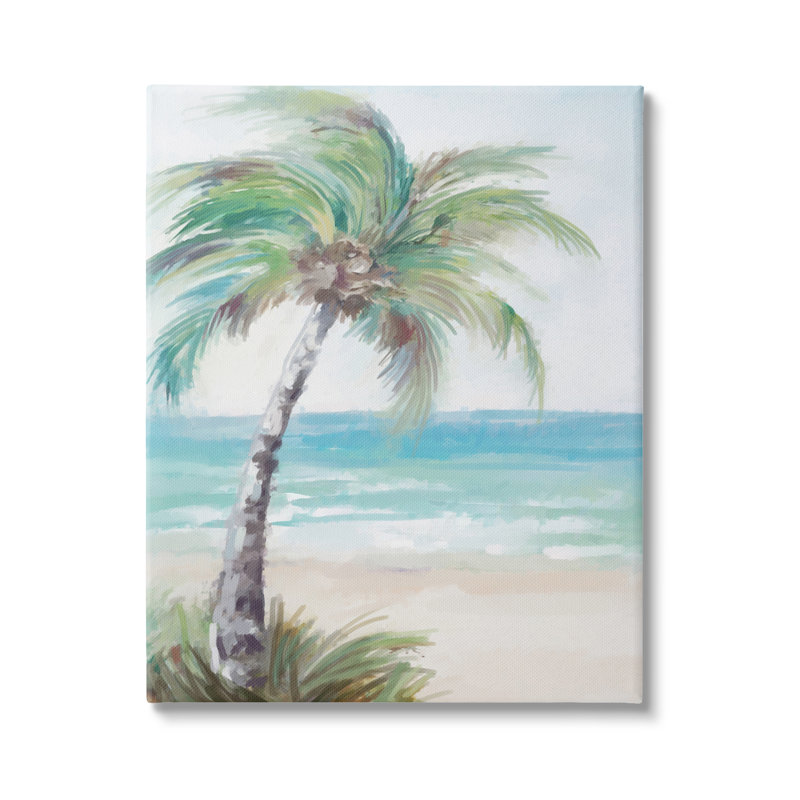 Doux palmier sur la plage par Ziwei Li, H 20 po x l 16 po x P 1,5 po