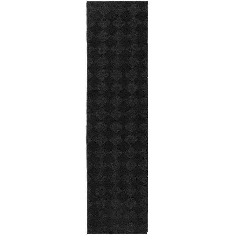 Tapis touffeté à motif géométrique noir / brun Thayer, Tapis de couloir 2 pi x 8 pi