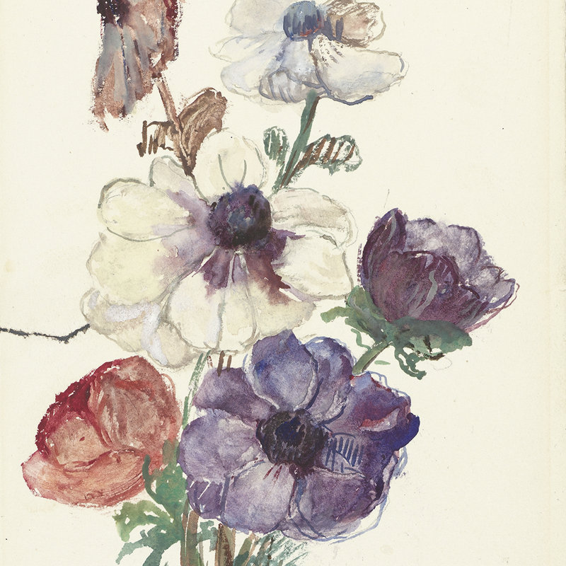 New Year's Greeting With Anemones Print by Sina Van Houten