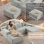 Canapé modulaire de 107 po avec repose-pieds, canapé nuage en velours côtelé moderne avec assise profonde, canapé désossé à 3 places en U pour le salon, sans assemblage-1486760607