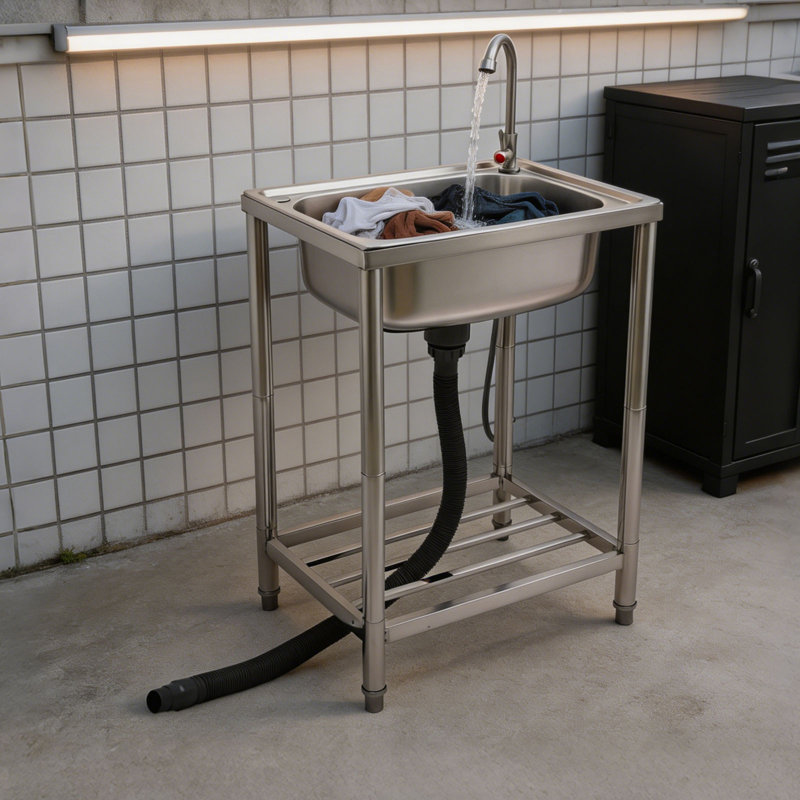 Stainless Steel Free Standing Single Bowl Kitchen Sink