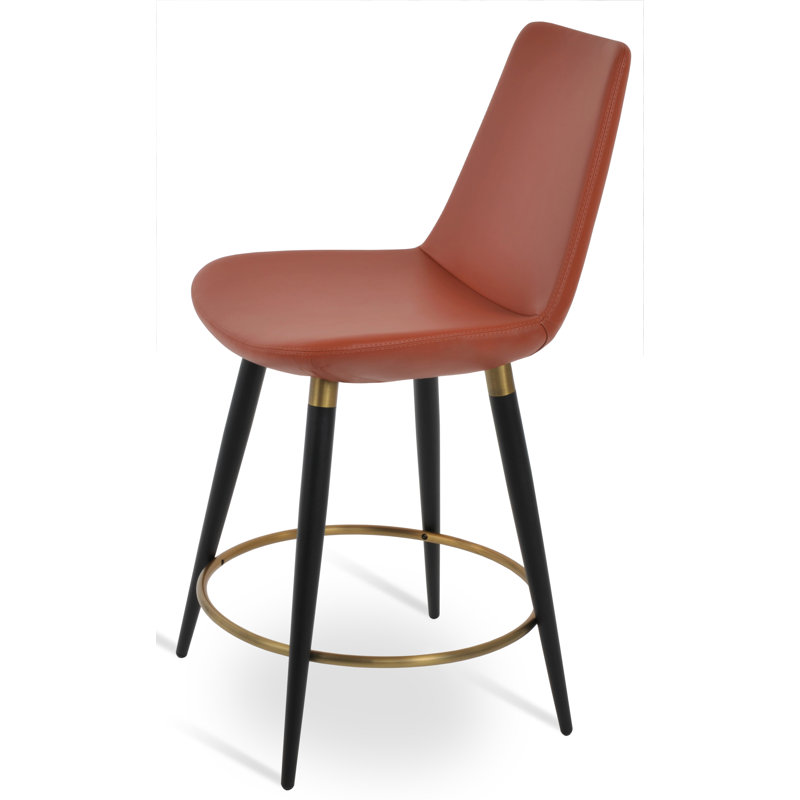 Tabouret de bar et de comptoir Eiffel Ana, Tabouret de comptoir (siège d'une hauteur de 24 p, Noir, Blanc