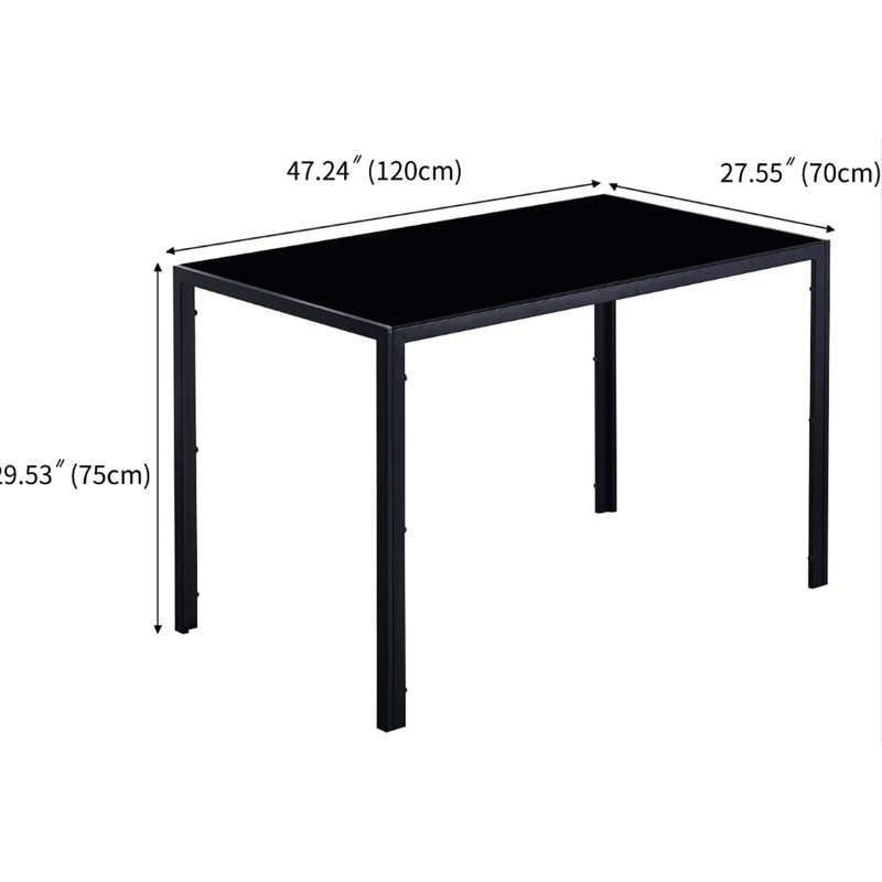 Table de salle à manger élégante avec plateau en verre High High Rectangulaire pouvant supporter une charge de 80 lb