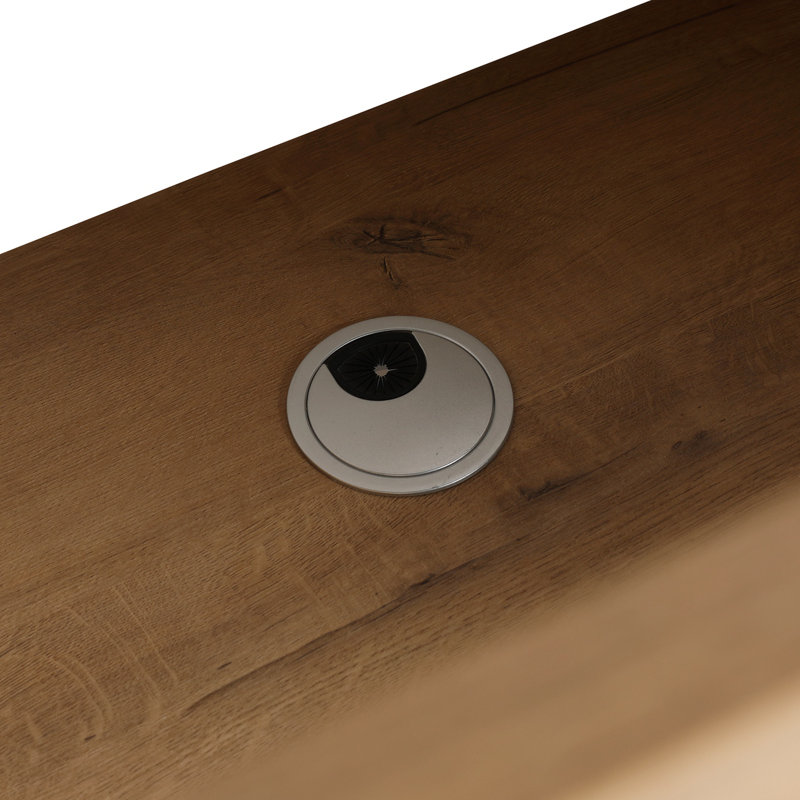 24.09'' Single Bathroom Vanity with Ceramic Top, Oak, White