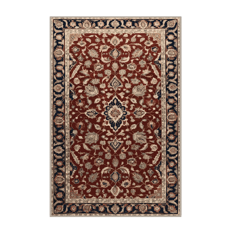 Machine Washable Persian Brown Area Rug, Rectangle 5' x 7'