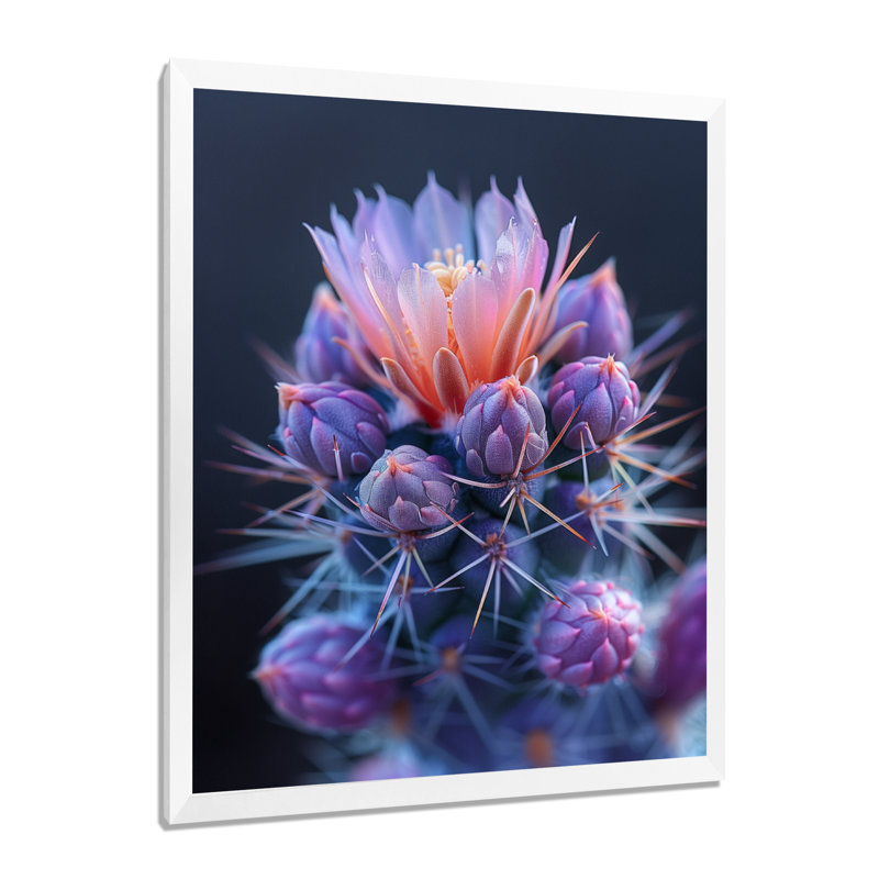 Cactus rose et mauve, H 44 po x l 34 po x P 1,5 po, Toile encadrée blanche avec une seule photo