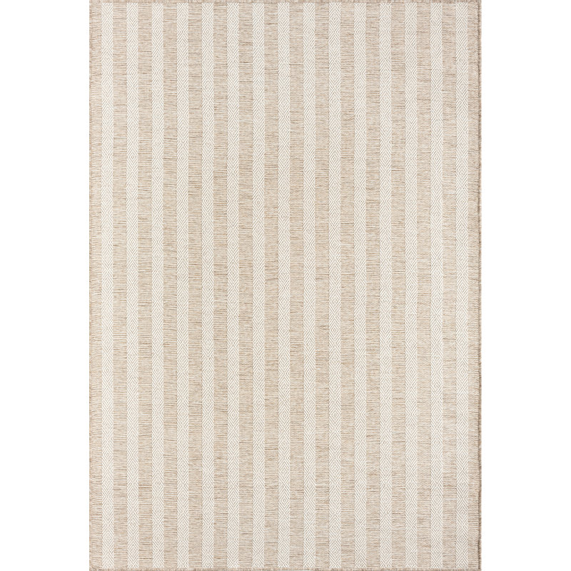 Abani OCE110A Striped Beige Brown Indoor/Outdoor Area Rug, Rectangle 4' x 6'