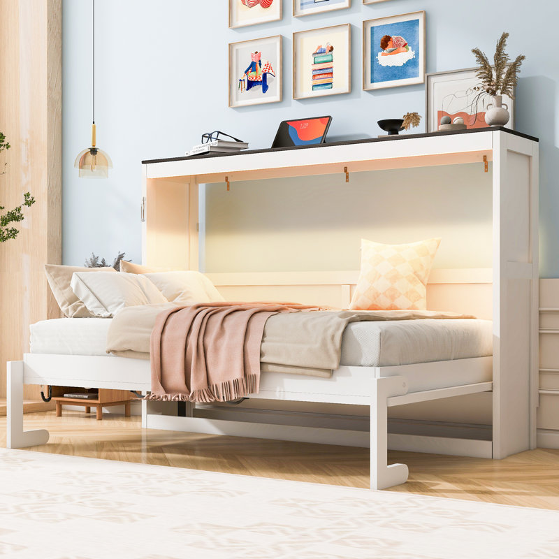 Murphy Bed with LED Light, White