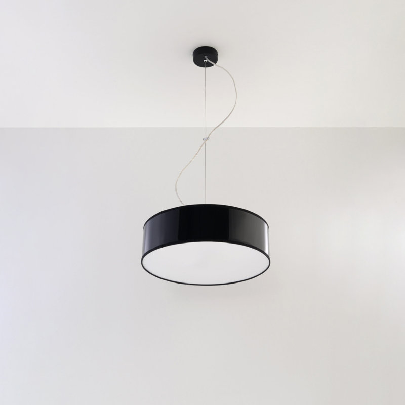 2 - Light White Drum Pendant, Black