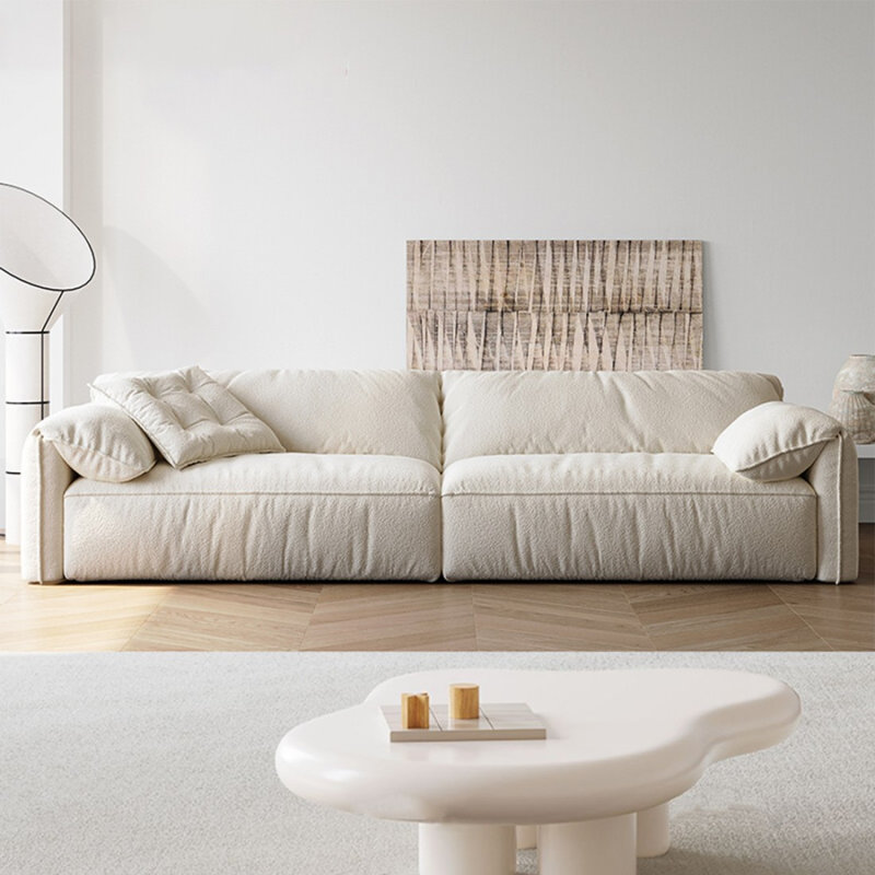 Canapé modulaire en velours blanc, H 31,5 po x l 110,24 po x P 41,34 po