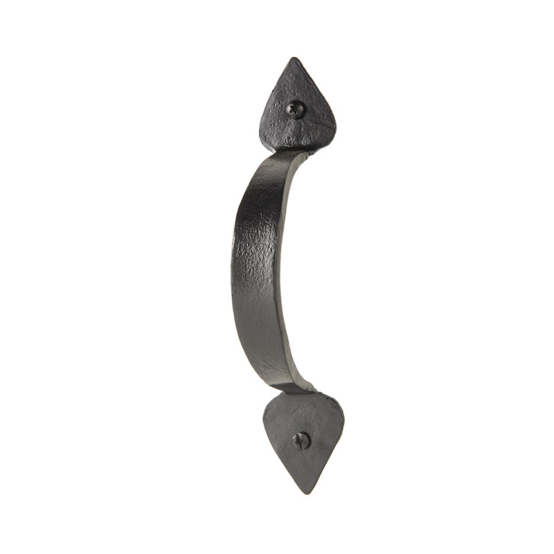 Hand Forged Iron Door Handle, Matte-Black