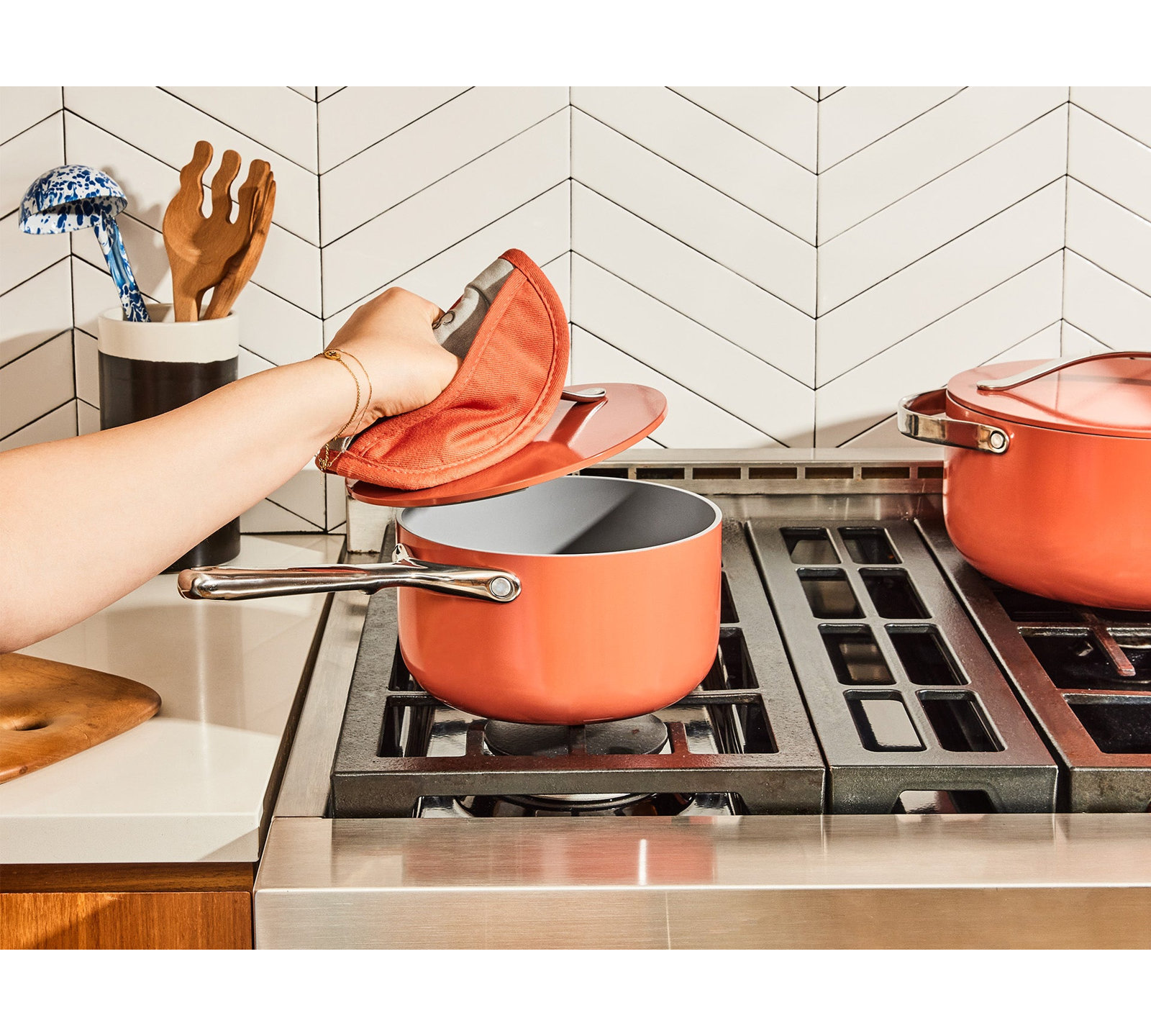 Caraway Non-Stick Ceramic Saucepan, Gray, 3 quarts