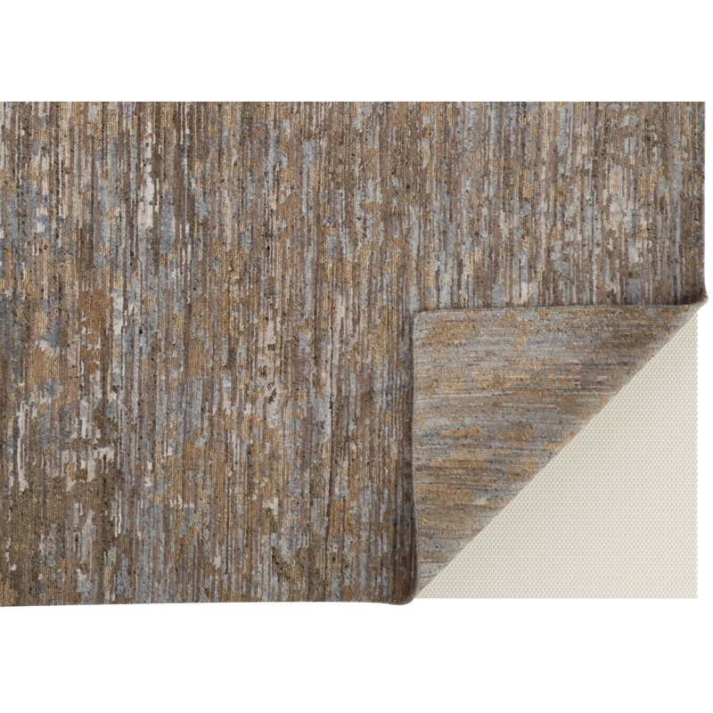 Handmade Hand-Knotted Wool Brown/Gray Rug, Rectangle 3'6" x 5'6"