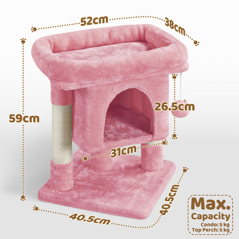 color 59cm Cat Tree, Pink