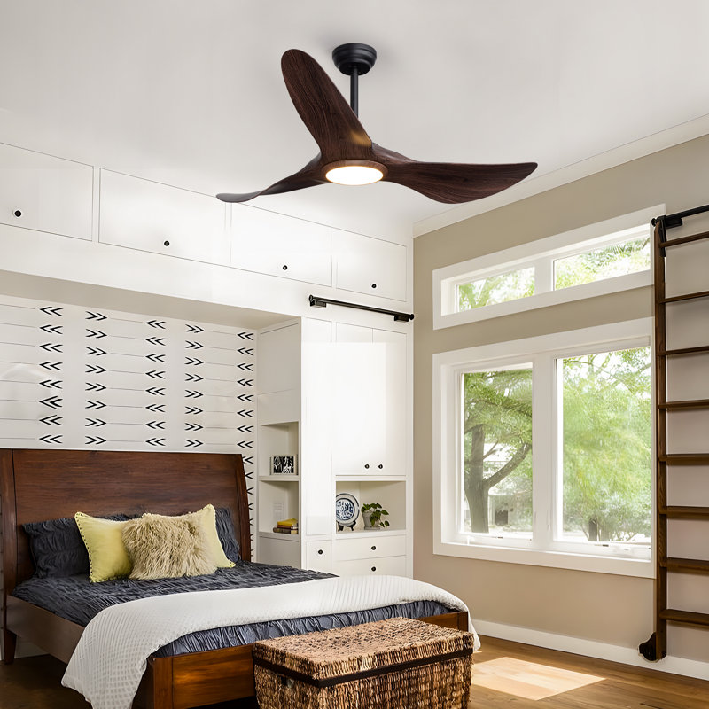 52” 3 - Blade Farmhouse LED Ceiling Fan with Dimmable Light and Remote
