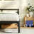 14 Inch California King Bed Frame With Storage, Mattress Foundation, Heavy Duty Sturdy Steel With No Box Spring Needed, Black